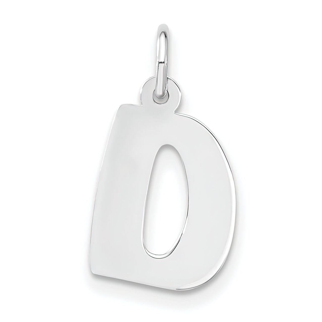 Sterling Silver Bubble Block Initial Letter D Charm Jewerly 19mm x 10mm